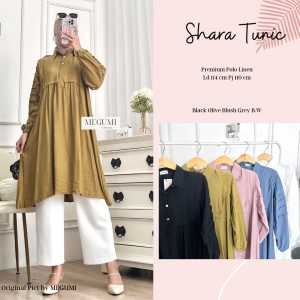 Tunik Terbaru Shara Bahan Polo Linen Premium Model Simpel Busana Muslimah Elegan