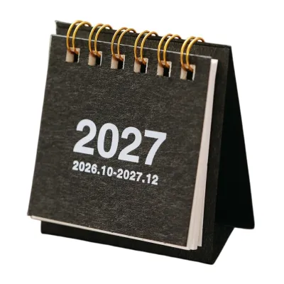 Sanwood® Mini Desk Calendar 2027 Portable Desktop Calendar for Office 2026-2027 Mini Desk Calendar 14-month Small Standing Flip Calendar with Twin-wire Binding Portable Desktop Planner for Home and Office