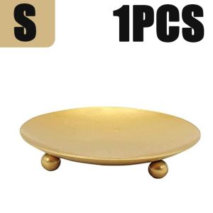 MUSCLEX 1Pc Đen như sắt Giá đỡ nến Đế khay Hình tròn Nến trang trí Cổ điển Màu vàng Trang trí nhà cửa