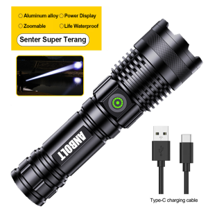 【ANBOLT Rrady stock】 Senter LED Super Terang Jarak Jauh Senter Swat Senter LED Super Terang Tahan Lama Zoomable Tahan Air Senter with 26650 Baterai