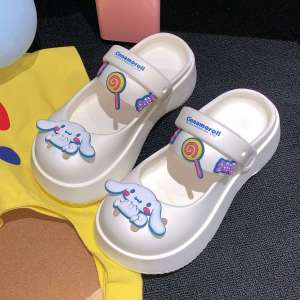 WY-XIXITIAO Big head shoes Cute Puppy Mary Jane Clogs for Women Summer New Casual Outdoor Soft Sole Two-Way Closed-Toe Slippers