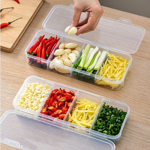 4 Grids Divided Food Storage Box Stackable Fresh-Keeping Kitchen Ginger Garlic Onion Organizer Box