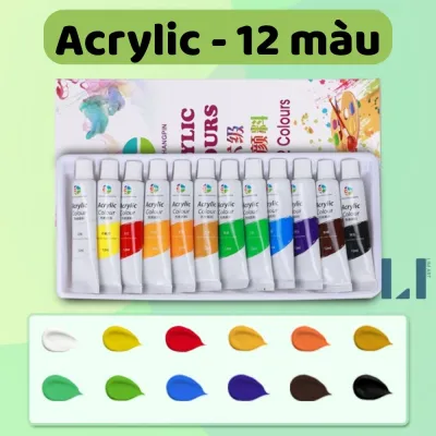 Bộ màu Acrylic Colour tuýp 12ml chuyên dụng vẽ tranh tô màu chuyên nghiệp.... Bộ 6/12/18/24 màu