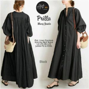 Dress Maxy Polos Linen Premium Jumbo Panjang.  Ansara Maxi Dres Korean Style Kekinian Hijab Style