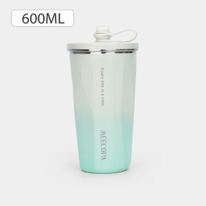 MEECOPA 600ML Gradient Coffee Mug with Retractable Straw 304 Stainless Steel Dual Use of Hot and Cold Insulated Cup
