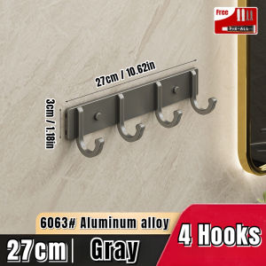 Drill-Free Aluminum Thicken Clothes Door Hook Wall Hooks Hanger Storage Organizer Bathroom Toilet