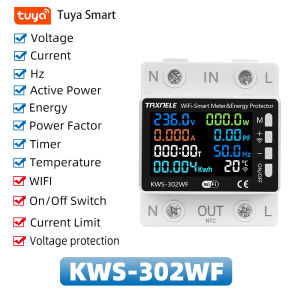63A Tuya WIFI Smart Switch Circuit Breaker Energy Meter KWh Power Metering Timer Relay Remote Control Voltage Protect Smart Life