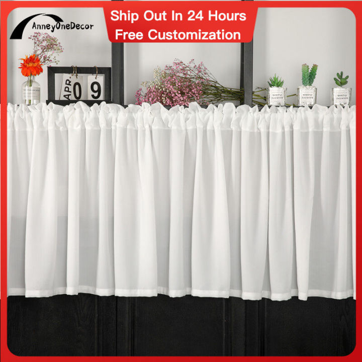 AnneyOneDecor White Kitchen Curtains Cafe Curtains Velvet Textured Tier ...