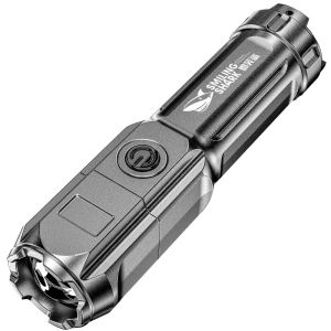 LED Flashlight Zoom Super Bright Portable USB Rechargeable T6 Torch ABS Strong Light Waterproof Focusable For Outdoor Camping Fishing Hiking