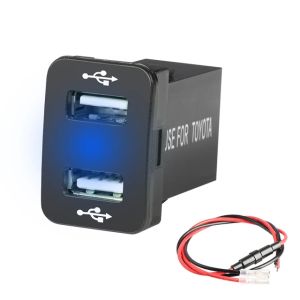 Dual USB Interior port plug Car Socket Charger 12-24V LED Car Accessories Power Adapter For Toyota 2.1A For Mobile Phone
