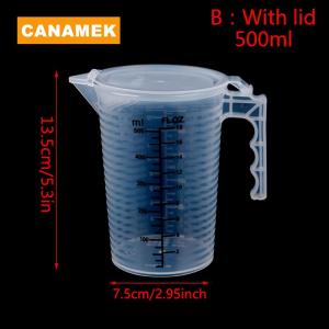 【CANAMEK】 100 250 500ML  Measuring Cups Jug Clear Baking Kitchen Flour Water with cover Sc