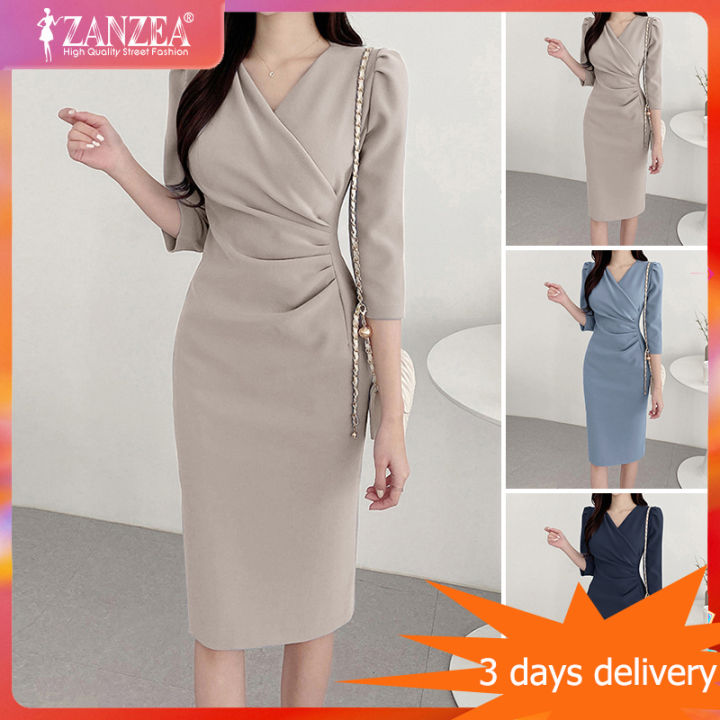 [3 Days Delivery] Esolo ZANZEA Korean Style Women Elegant Party Pleated ...
