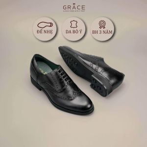 Giày Tăng Chiều Cao 6CM BIG SIZE ( 36 - 43 ) Grace Saigon Oxford 2803 Màu Đen Siêu Nhẹ