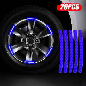 20Pcs Car Wheel Hub Reflective Sticker Luminous Green Decorate Sticker Universal Reflective Strip for Motorcycle Bicycle 7Colors