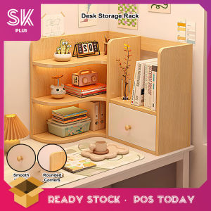 SKPLUS Desk Corner Bookshelf Storage Rack Simple Household Desk Small Bookcase Office Desk Multi Layer Storage Rack - Fulfilled by SKPLUS