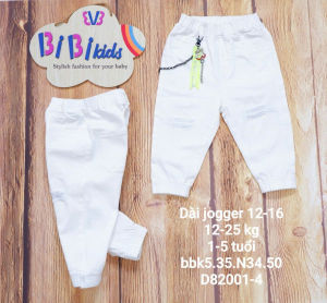 30-50kg Quần Jean dài bé trai màu trắng Bibikids - quần jean trắng lưng thun