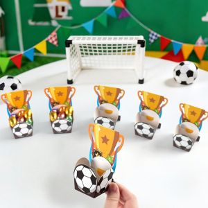 DECALE 10Pcs/Pack Cartoon Football Candy Box Simple Portable Mini Football Gift Box Treat Boxes Reusable Soccer Party Favor Bags Sports Theme Party