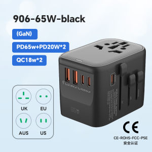Lemorele Universal International Travel Adapter 30W/45W/65W Fast Charging USB+Type C charger Plug