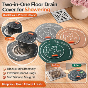 Cartoon Drain Cover 2 in 1 Anti Hair Clog Shower Drain Cover Odor Prevention Multifunctional Bathroom Accessories Hello Kitty Design