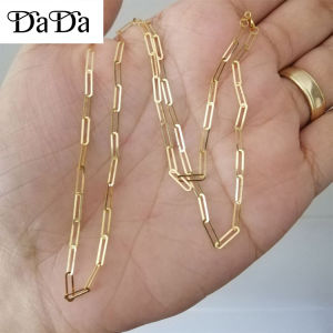 rantai leher emas 916 original necklace womens paperclip geometric square jewelry Cut-out love pendant chain for girlfriends birthday gift 项链