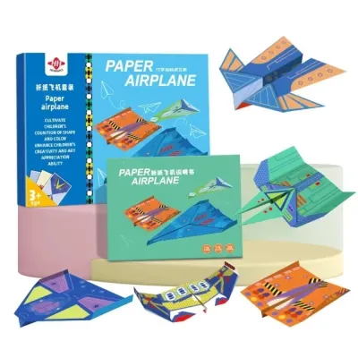 HANIRAY MALL 36 Sheets 3D Origami​ Paper Airplane Origami Set ​Colored Papers​ 12 Models Handmade Craft Kit Creative STEM Science Kit Holiday Birthday Gifts