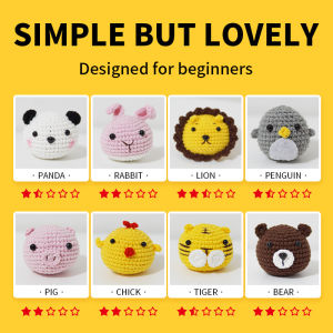 🔥【SG READY STOCK】🔥21Pcs DIY Crochet Kit for Beginners Complete Kit Adorable Animal Crochet Starter Pack
