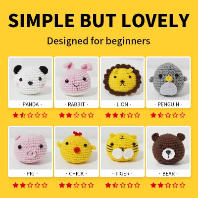 🔥【SG READY STOCK】🔥21Pcs DIY Crochet Kit for Beginners Complete Kit Adorable Animal Crochet Starter Pack