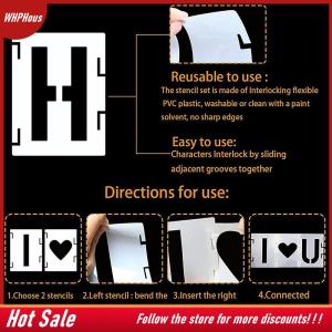 【COD】🔥🔥🔥 42 PCS Letter Stencils 3 Inch Interlocking Craft Stencils Kit Reusable Plastic Alphabet Templates