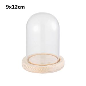 LITTLEX Home Decor Terrarium Tabletop Glass Vase Terrarium Transparent Bottle Dust Cover Glass cloche Flower Storage box Wooden base