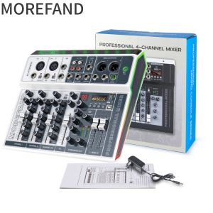 Professional Audio Mixer  DS04  Sound Board Mixing Console with 4 Channel Digital USB Bluetooth Echo Delay Effect Input 48V