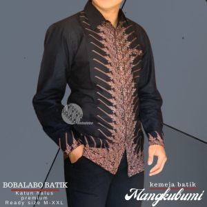 Kemeja Batik Hitam Lapis Furing | Baju Pria Lengan Pendek Katun Halus Premium | Hem Cowok Hitam