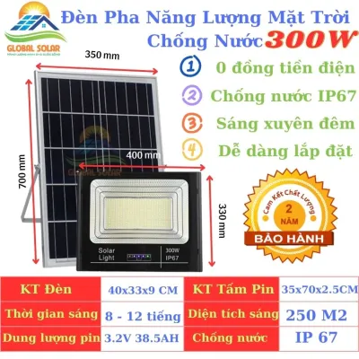 Đèn Năng Lượng Mặt Trời Global Solar 500W 300W 200W 100W 60W Ngoài Trời Chống Nước Ip67. Không Tốn Tiền Điện Dễ Dàng Lắp Đặt. Tự Động Sáng Tối. Tặng Kèm Remote Ốc Vít Khung Treo . Bảo Hành 24 Tháng