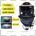 LAMPU PROJIE PROJI PROJECTOR BILED GANDALF 2.5 INCH 60WATT 60W BLUE LENS BI LED HIGH LOW BODY BLACK PLUS KIPAS BILED MOTOR MOBIL. 
