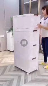 Tủ nhựa đa năng Gấp gọn Tiện Lợi Tủ Để Đồ Bánh Xe Xoay 360 Độ Tủ Nhà Bếp Tủ Nhựa 2 Cánh 7979