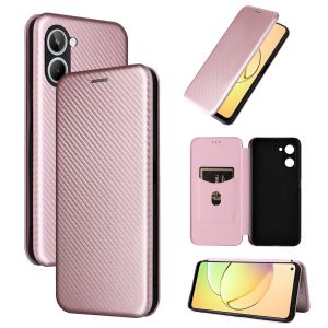 Phone Case For OPPO Realme 10 9 8 7 6 5 Pro Plus / Realme 8 7 5G / Realme 9i 8i 7i 6i 5i Carbon Fiber Strong Magnetic Card Slot Couples Flip Cover Casing