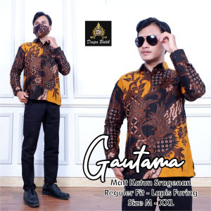 BISA COD Kemeja Batik Lengan Panjang Keren & Elegant untuk Pria Dewasa Matt Katun Sragenan