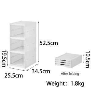 Shoe storage box foldable shoe box installation-free household dormitory transparent storage rack (3 pieces/6 pieces bundled) installation-free shoe rack storage rack storage rack