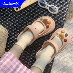 Sharkwin Sepatu Sendal Mary Jane Jelly Sandal Jalan Wanita Jibbitz / Sendal Korea Import Anti Slip SF30602