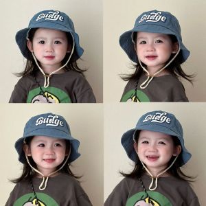 SHEBE668 ลูกๆ หมวกบัคเก็ตตัวอักษร ที่รัก ชายหญิง หมวกกันแดด อินสตาแกรม การเดินทาง หมวกชาวประมงสำหรับเด็ก เด็กๆ