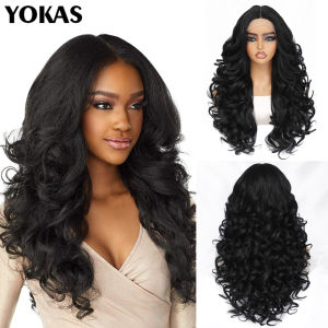 Tóc giả phía trước bằng ren tổng hợp 24 inch cho phụ nữ Afro Tóc giả phía trước bằng ren Afro xoăn cho phụ nữ da đen Tóc giả bằng sợi nhiệt độ cao2026