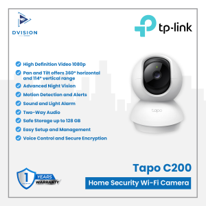 TP-LINK Tapo C200 Pan/Tilt Home Security WiFi Camera CCTV TPLINK C-200