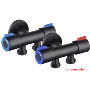 Stainless Steel SUS304 Angle Valve 2 Way Hot Cold Water Tap Pipe Extender Splitter Washing Machine Toilet Bathroom