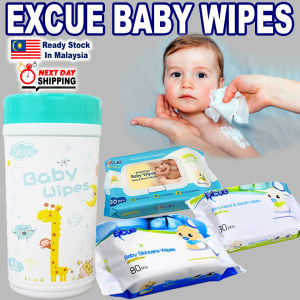 [MALAYSIA STOCK] 80’s Excue Baby Soft Wet Wipes Tissue 50pcs 40’s 30sheets 10pcs Tisu Basah Bayi Alcohol Free Skincare Fragrance Free Safe For Baby & Children Use Baby Wipes travel Orang Asli