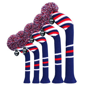 Golf Club Covers Set of 5 Fit for Driver Wood(460cc) 1 Fairway Wood 2and Hybrid(UT) 2 with Rotating Number Tags(Purple)