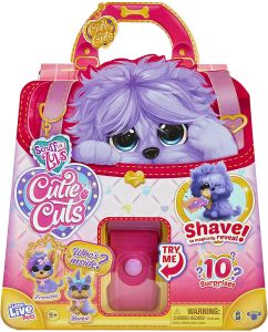 Little Live Pets | Scruff-a-Luvs Cutie Cuts! Shave Reveal and Style Plush Rescue Pet - Purple Puppy 30147