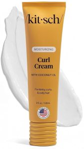 Kitsch Moisturizing Curl Cream for Curly Wavy Hair - 5oz Lightweight Curly Hair Cream for Men & Women – Defines Curls Controls Frizz & Boosts Shine –Wavy Hair Products – Made in USA