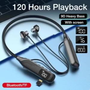 BONINE 120 Hours Playback Wireless Headphones Bass Bluetooth Headphone Stereo Sports Neck Wireless Earphone Neckband with Mic