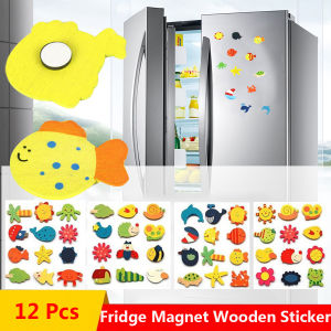 12 Pcs Colorful Wooden Animal Cartoon Fridge Stickers Kids Toys Refrigerator Magnet for Children Baby Education Toy Gift#1