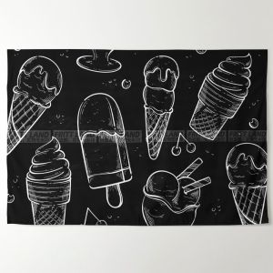 Creative hand-drawn ice cream cone illustration for decoration of beverage and fast food shops poster backdrop and wall hanging fabric