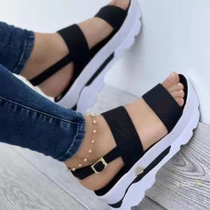 New Summer Large Size WomenS Shoes Wide Strap Sweet Style Thick-Soled Wedge Sandals For Women